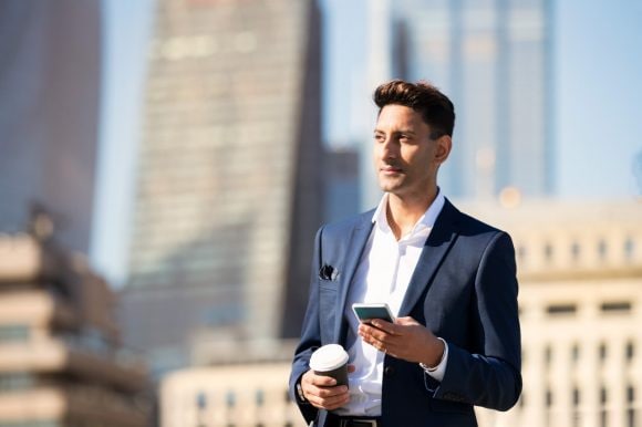 Business man with smartphone