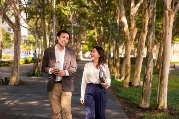 Colleagues having walk