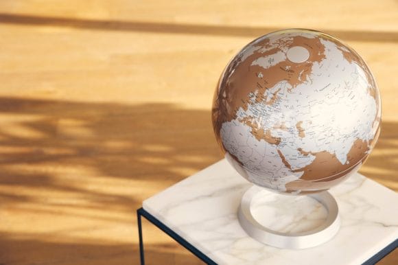 Globe on marble table