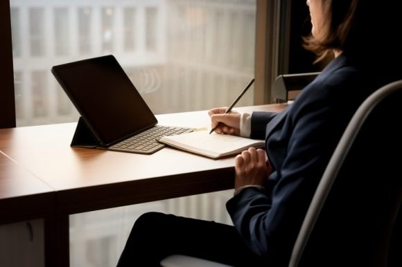 Businesswoman working at desk