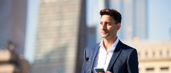 Business man with smartphone