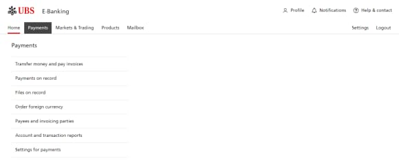Step 1 Choose payments then transfer money and pay invoices