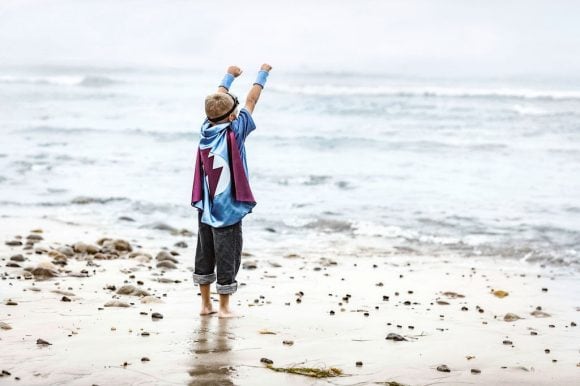 Boy dressed as a superhero