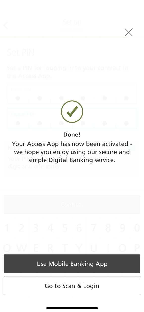 The Access App is now activated and can be used immediately