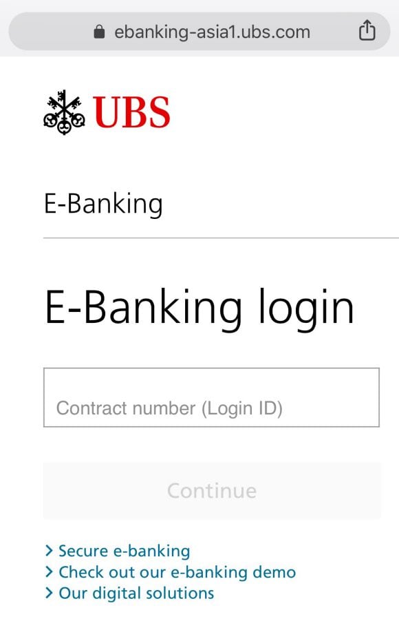Enter your e-banking contract number