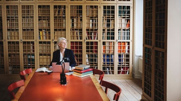 Woman in library