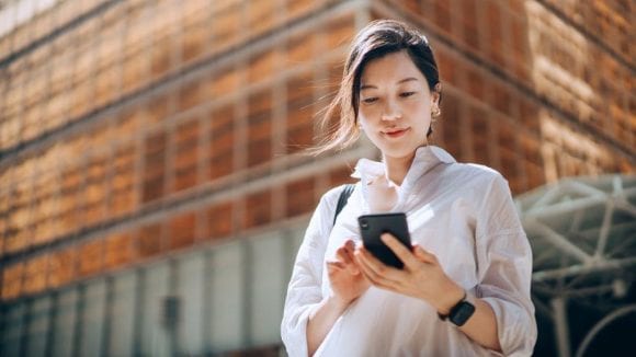 Woman checking her phone