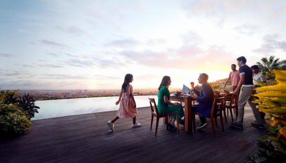 Family enjoying sunset