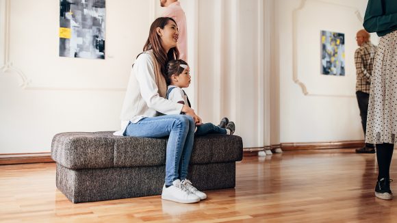 People at an art exhibition