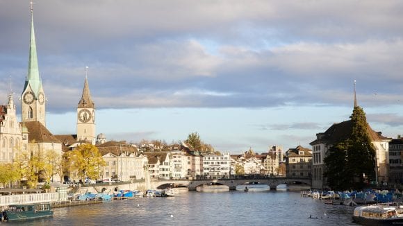 Old town seen from Quaibrücke, Zurich