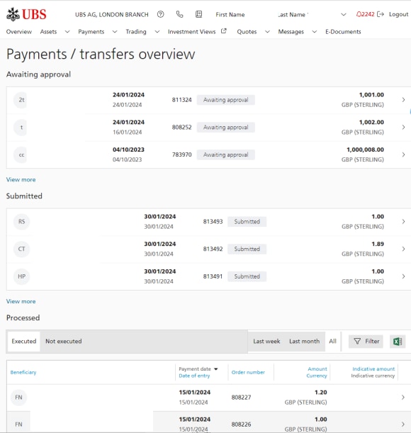 Payments overview step two