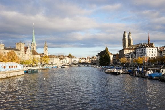 Old town seen from Quaibrücke, Zurich