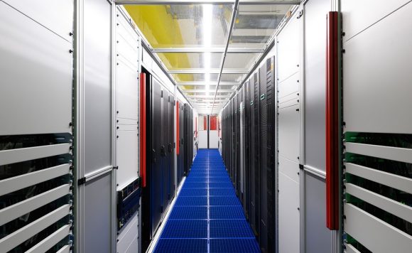 Server room in perspective