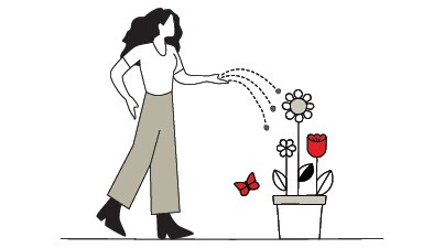 woman and flower pot