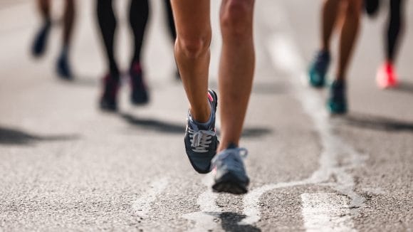 Marathon runner on road
