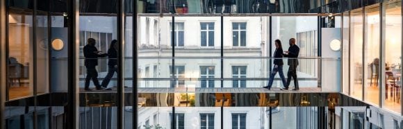 People walking and talking.