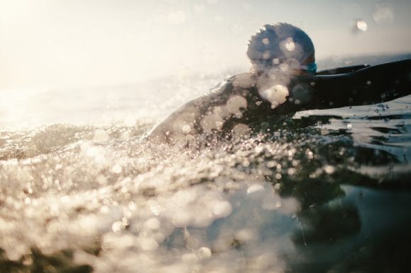 Athlete swimming in water