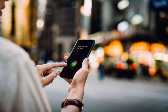 Hand holding smartphone